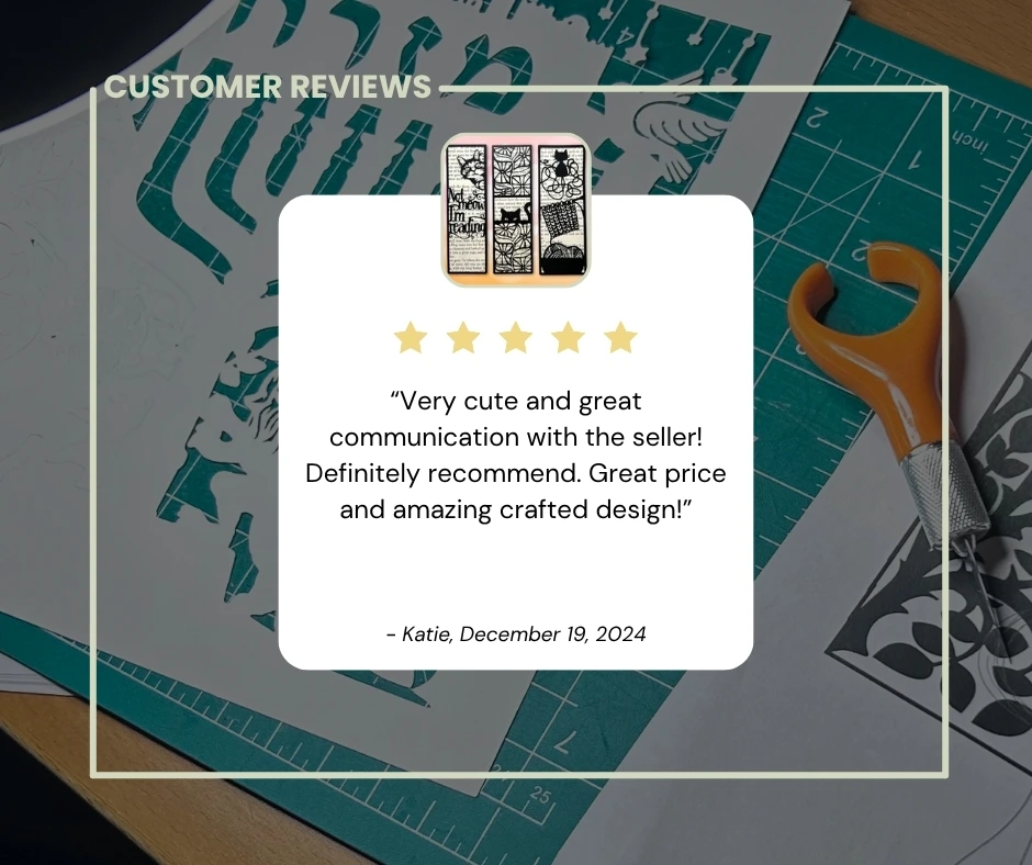 5-stars: “Very cute and great communication with the seller! Definitely recommend. Great price and amazing crafted design!” - Katie, December 19, 2024