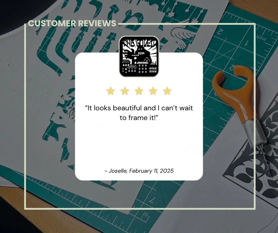 5-stars: “It looks beautiful and I can’t wait to frame it!” - Joselle, February 11, 2025